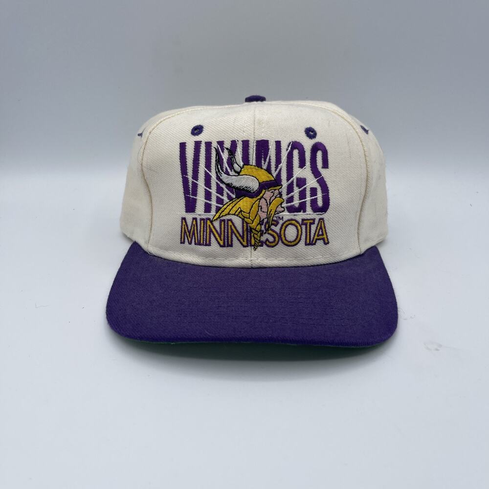 Vintage AJD Minnesota Vikings Hat Snapback‎ Cap Purple White Football NFL Nice